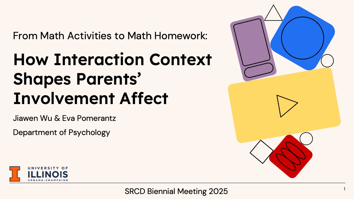 SRCD presentation opening slide: From Math Activities to Math Homework.