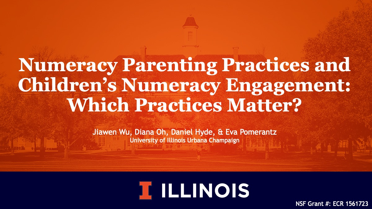 Opening slide for the SRCD talk on numeracy parenting practices and children’s engagement.